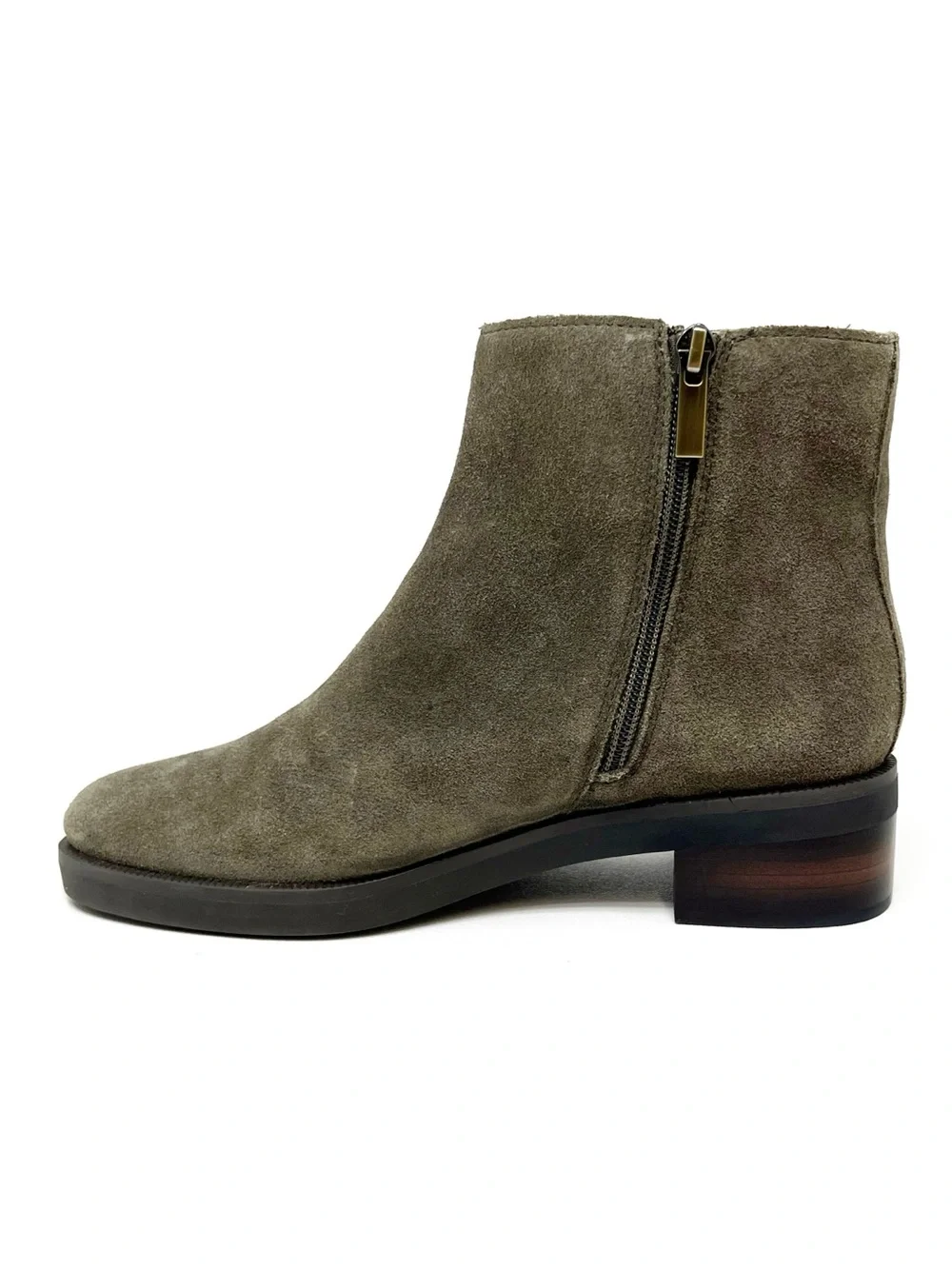 Abeo Traverse Ankle Olive Green Suede Side-Zip Ankle Boots